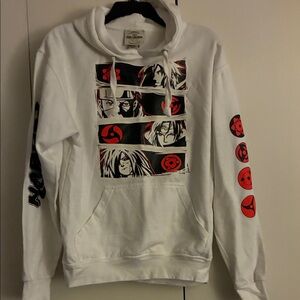 White and Red Graphic Hoodie